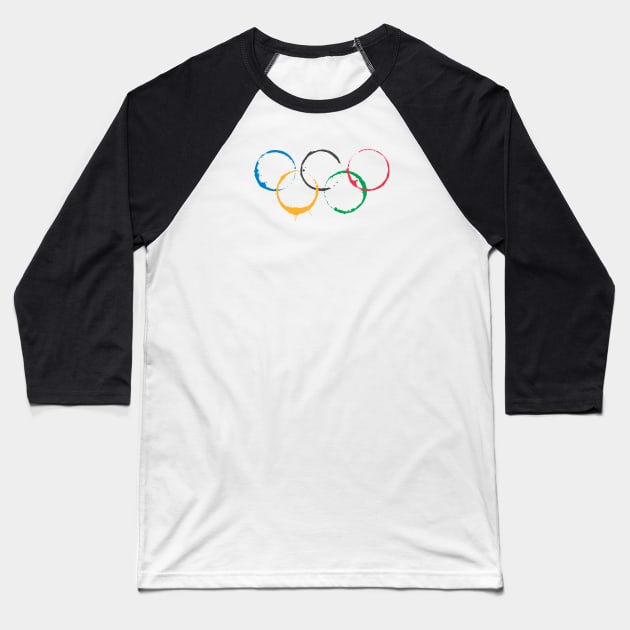Olympic Games Coffee Rings Baseball T-Shirt by Maison de Kitsch